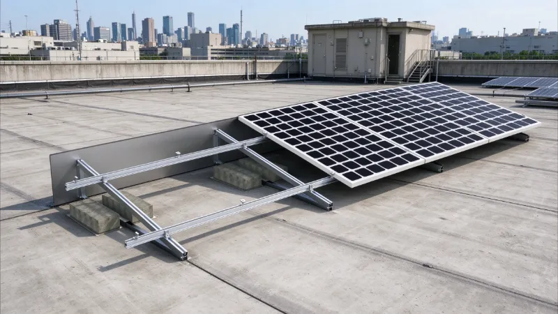 Carbon Steel Ballasted Solar Flat Roof Mounting